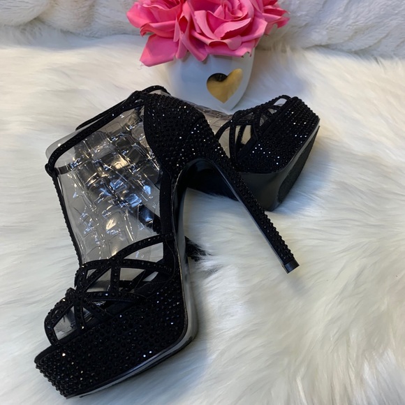 Steve Madden Alianaa T-Strap Black Rhinestones - Picture 12 of 16